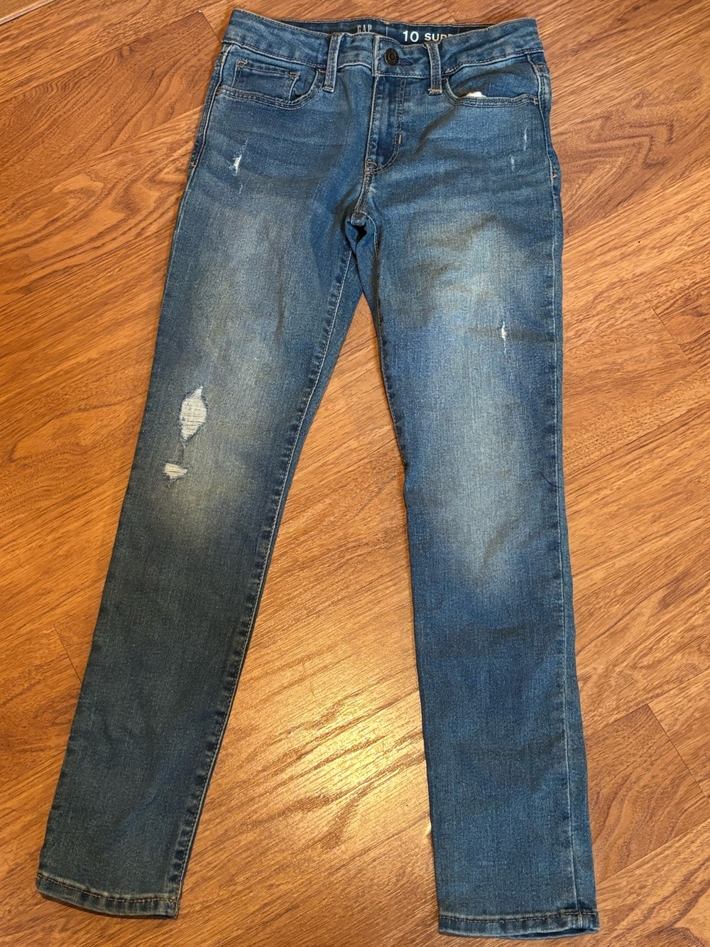 GAP Kids Super Skinny Girl’s Distressed Blue Jeans